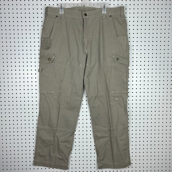 Carhartt Pants Men 40x30 Tan Double Knee Cargo‎ Relaxed Fit B342 Distressed Y2K - Picture 1 of 7